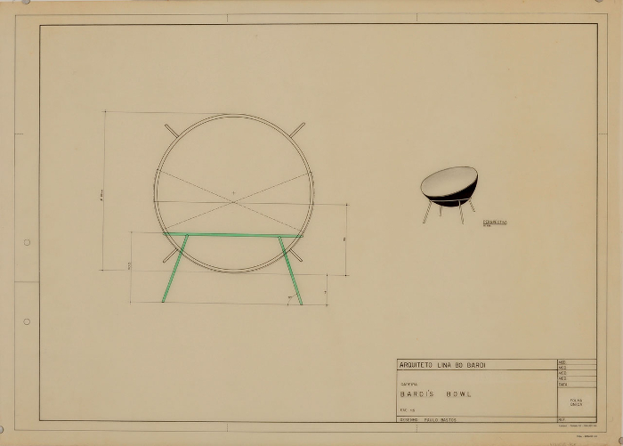Bowl Chair. Чертеж стула